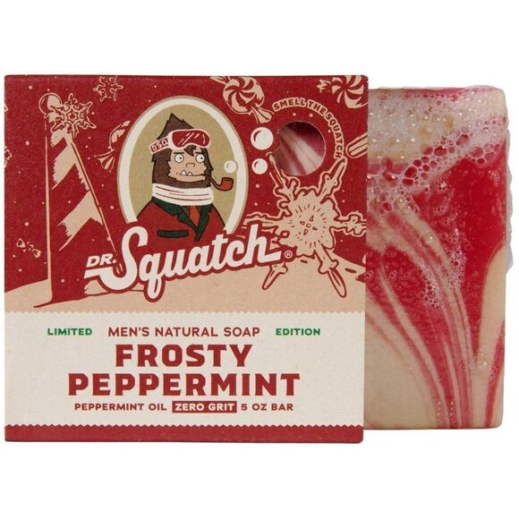 Dr. Squatch Men's Holiday Limited Edition Frosty Peppermint Natural Soap - Picture 1 of 7